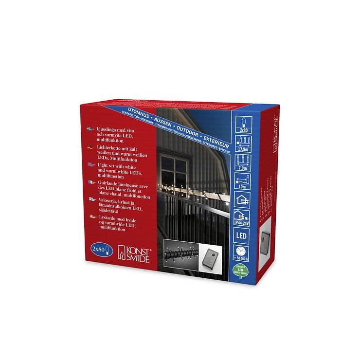 Konstsmide LED Lichterkette 160 LED warmweiß und kaltweiß 7,9m schwarz außen - Thumbnail 4