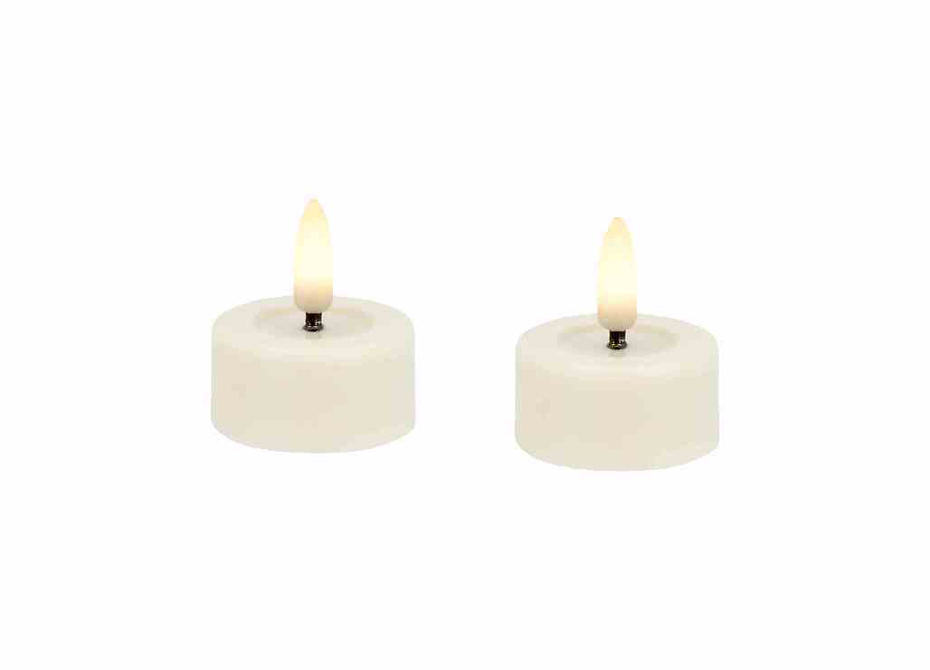 Candela Lights by LC Home LED Echtwachs Teelicht fernbedienbar 4,5x2,5 cm 2er Set creme - Pic 1