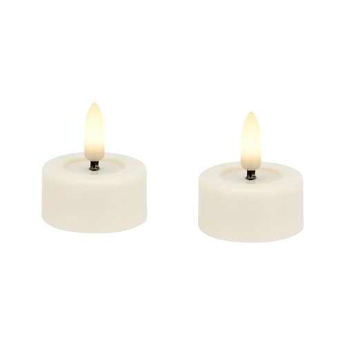 Candela Lights by LC Home Vela de té LED de cera real con mando a distancia 4,5x2,5 cm juego de 2 crema