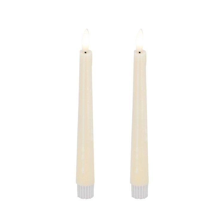 Candela Lights by LC Home Bougie de dîner LED en cire véritable, télécommandable, lot de 2 2,2x17,5 cm crème - Pic 1