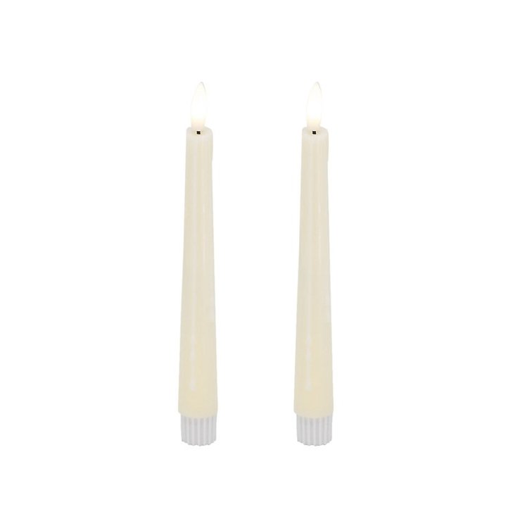 Candela Lights LED Dinnerkerze Echtwachs fernbedienbar 2er Set 2,2x17,5 cm cream rustic - Thumbnail 1