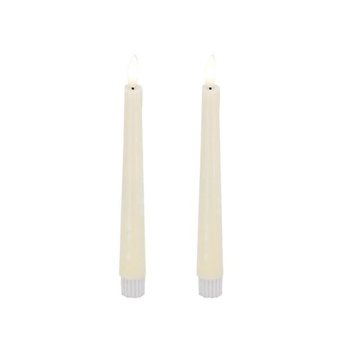 Candela Lights by LC Home LED dinner candle real wax remote controlled set of 2 2,2x17,5 cm cream