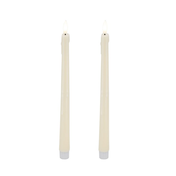 Candela Lights by LC Home Bougie de dîner LED en cire véritable, télécommandable, lot de 2 2,2x26,5 cm crème - Pic 1