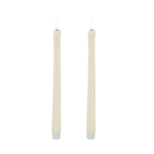 Candela Lights by LC Home LED dinner candle real wax remote controlled set of 2 2,2x26,5 cm cream