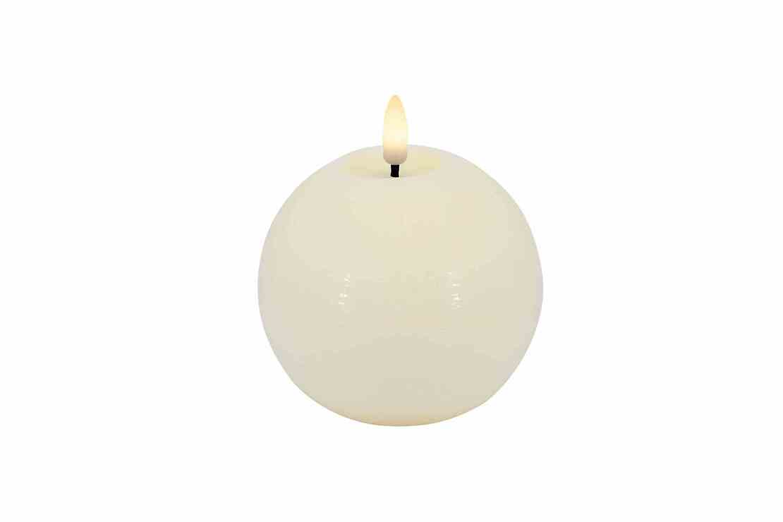 Candela Lights by LC Home LED Kugelkerze Echtwachs fernbedienbar 8x7 cm creme - Pic 1