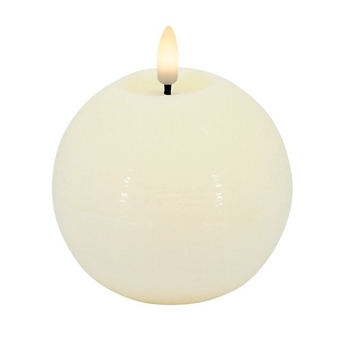 Candela Lights by LC Home Bougie sphérique LED en cire véritable télécommandée 10x8,5 cm crème