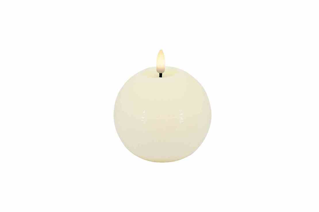 Candela Lights by LC Home LED Kugelkerze Echtwachs fernbedienbar 10x8,5 cm creme - Pic 1