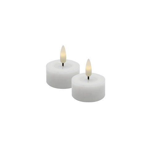 Candela Lights LED Teelicht Echtwachs fernbedienbar 4,5x2,5 cm 2er Set winter white glatt
