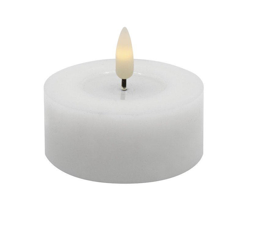 Candela Lights by LC Home Bougie à chauffe-plat LED en cire véritable, télécommandable 6,8x3 cm, lot de 2, blanc - Pic 1