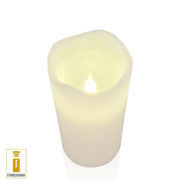 Lichtdekor LED Echtwachskerze 7,5 x 12 cm Timer Fernbedienung elfenbein - Thumbnail 2