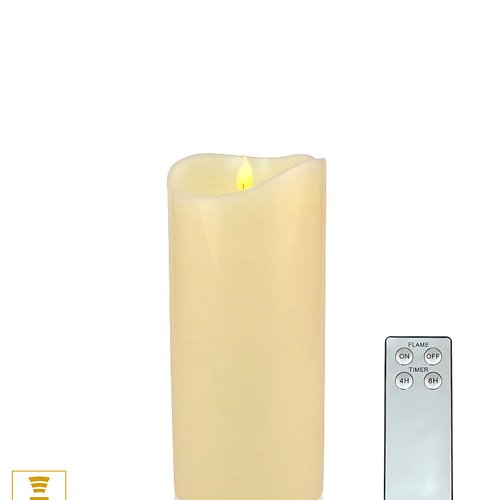Light decor LED real wax candle Flame 9 x 18 cm timer remote control ivory