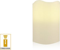 Lichtdekor LED Kerze Außen 7,5 x 10 cm Timer Fernbedienung elfenbein
