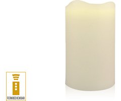 Lichtdekor LED Kerze Außen 7,5 x 12,5 cm Timer Fernbedienung elfenbein