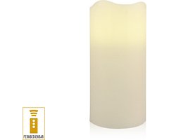 Lichtdekor LED Kerze Außen 7,5 x 15 cm Timer Fernbedienung elfenbein