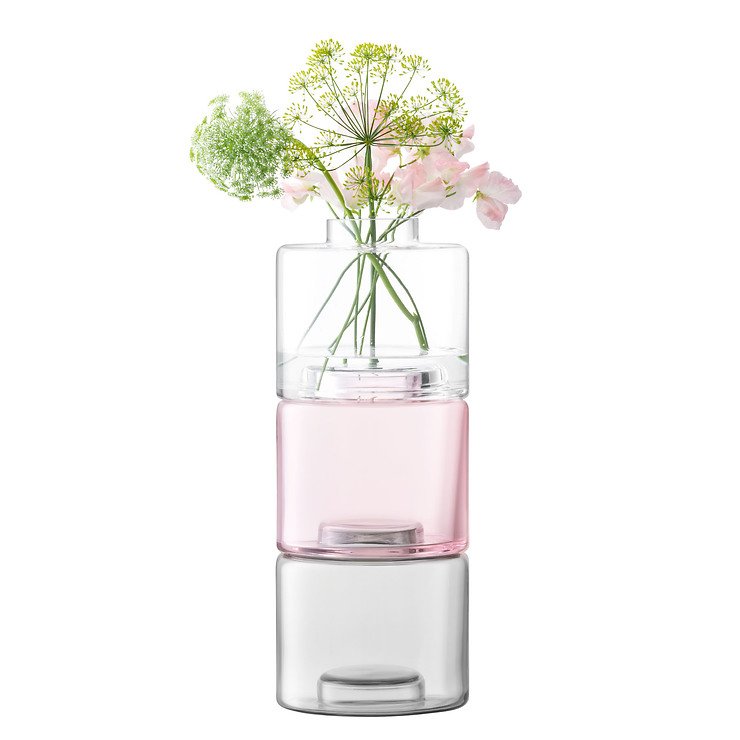 LSA Vase Stack Trio 41cm Glas klar pink grau kaufen homeliving.de