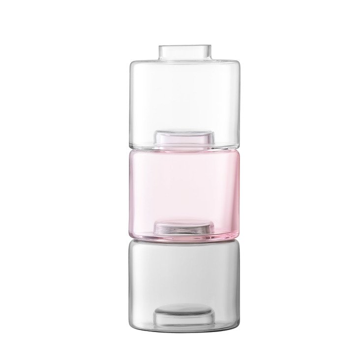 LSA Vase Stack Trio 41cm Glas klar pink grau - Thumbnail 1