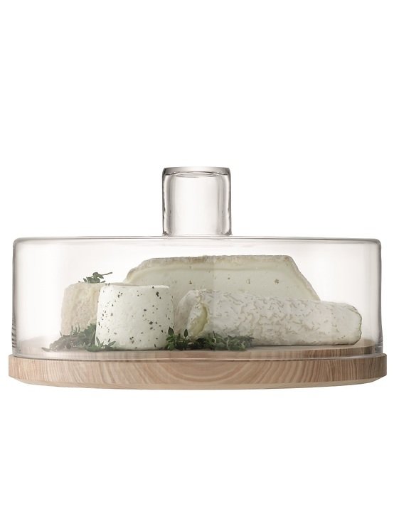 LSA Servierplatte Lotta mit Haube Glas Esche 32cm - Thumbnail 1