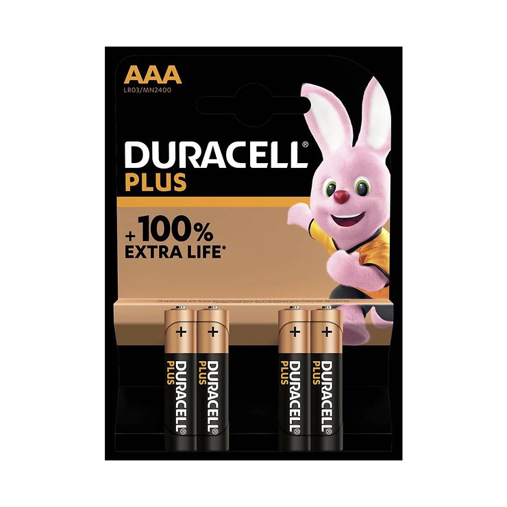Batteria Duracell PLUS AAA LR03 MN2400 100% Extra Life 4 pezzi - Thumbnail 1