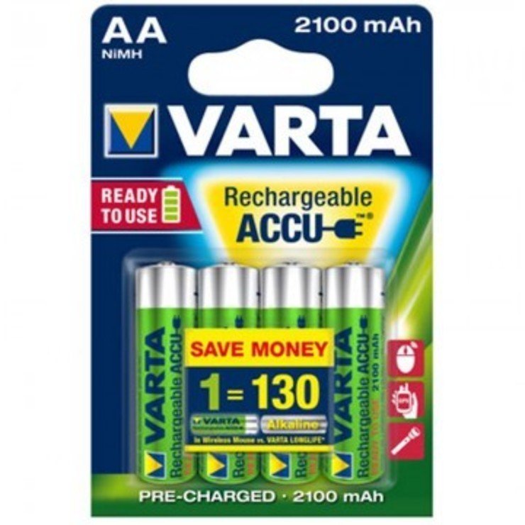 Varta 56706 AA Ready to Use Mignon Rechargeable Battery Rechargeable Ni-MH 1.2V 2100mAh 4pcs - Pic 1
