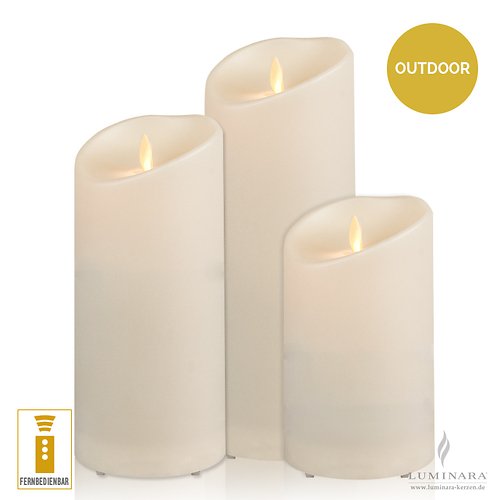 Luminara LED Kerzen 3er Set elfenbein fernbedienbar außen