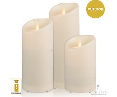 Luminara LED Bougies d'extérieur Set de 3 télécommandes en ivoire