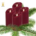 Luminara LED candle real wax 8x13 cm burgundy remote controllable smooth set of 4 ACTION - Thumbnail 1
