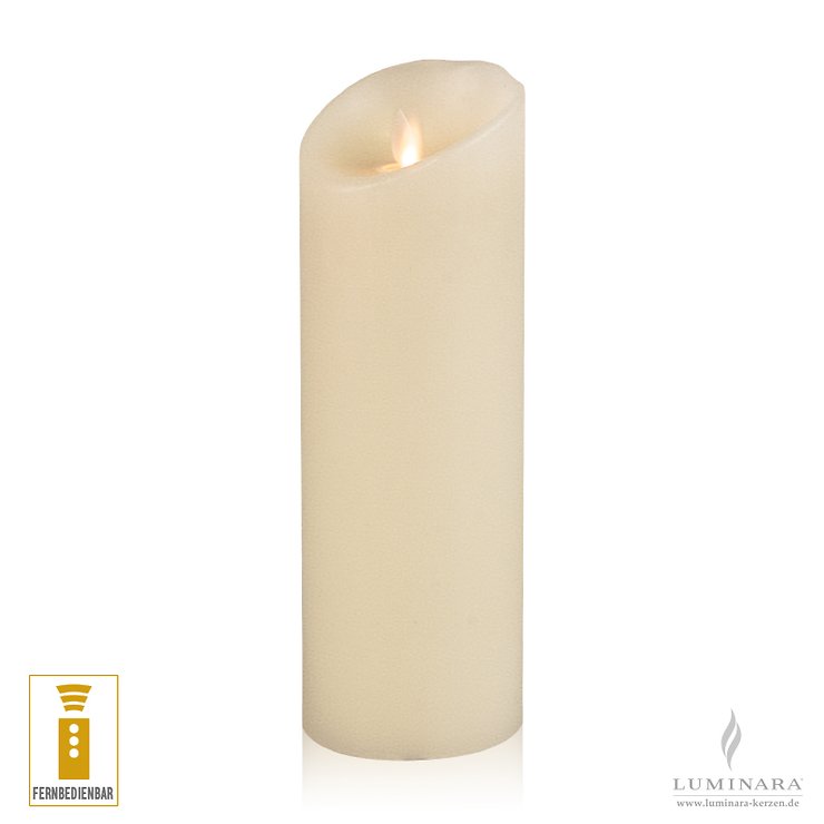 Luminara LED Kerze Echtwachs 8x23 cm elfenbein fernbedienbar Struktur AKTION - Thumbnail 2