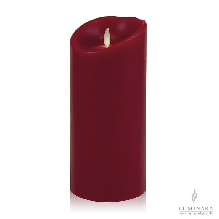 Luminara LED Kerze Echtwachs 10x23 cm bordeaux glatt AKTION - Thumbnail 1
