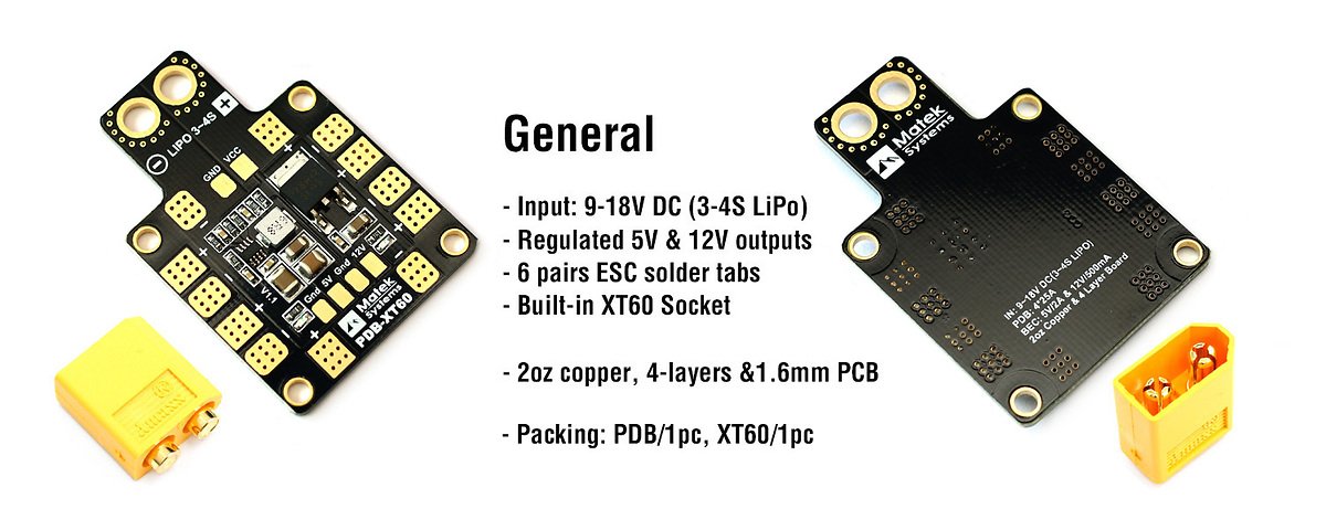 Matek PDB-XT60 mit BEC 5V und 12V - Thumbnail 1
