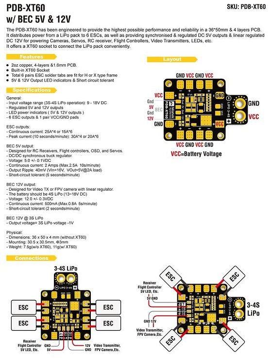 Matek PDB-XT60 mit BEC 5V & 12V - Thumbnail 7