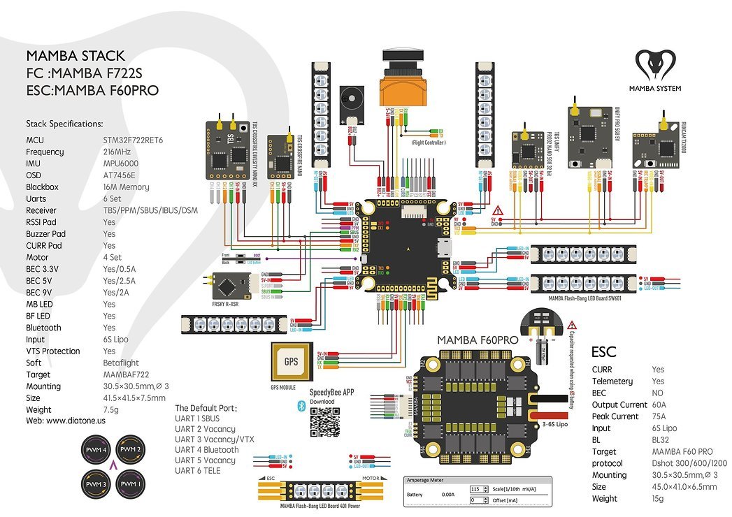 Diatone Mamba F722S Stack BT 60A 3-6S 32bit - Thumbnail 3