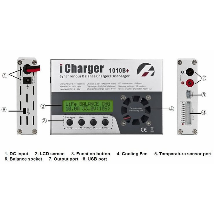 Junsi Ladegerät iCharger 1010B plus 300W 10S Lipo und A123 mit Balancer - Thumbnail 3