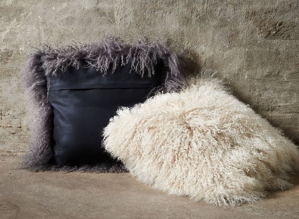 Natures Collection Kissen Tibetisches Schaffell 40 x 40 cm arctic sunrise - Thumbnail 5