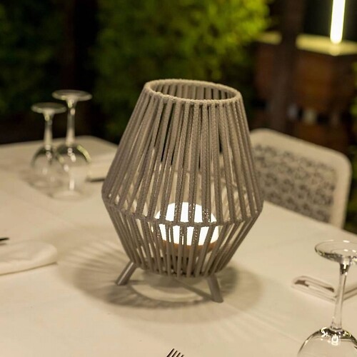 Newgarden Conta LED Tischlaterne warmweiß Akku 32,5 cm Beige