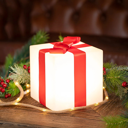 Newgarden Gifty Leuchtwürfel Geschenk LED Farbwechsel Solar und Akku 32 cm Weiß