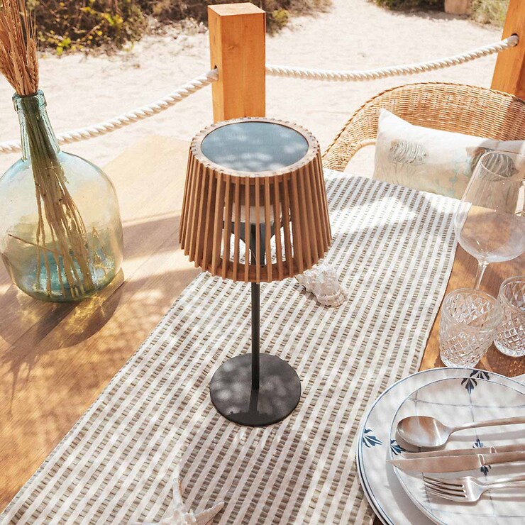 Newgarden Okinawa LED Tischlampe Solar und Akku 36 cm Bambus Braun - Thumbnail 3