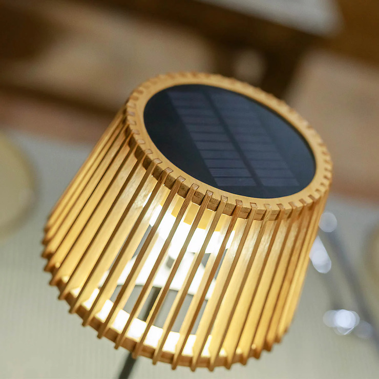 Newgarden Okinawa LED Tischlampe Solar und Akku 36 cm Bambus Braun - Thumbnail 5
