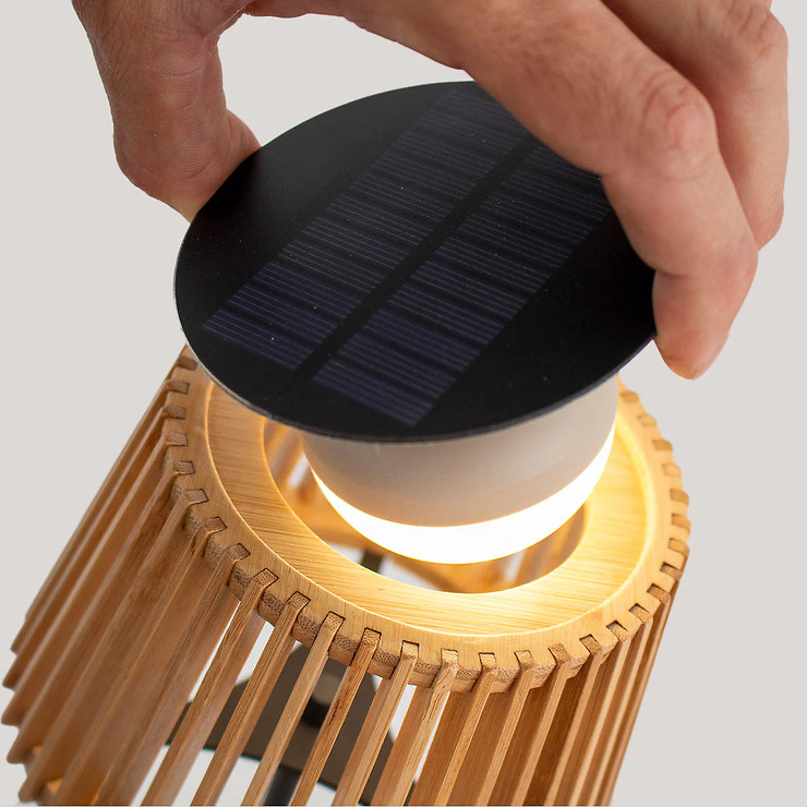 Newgarden Okinawa LED Tischlampe Solar und Akku 36 cm Bambus Braun - Thumbnail 7