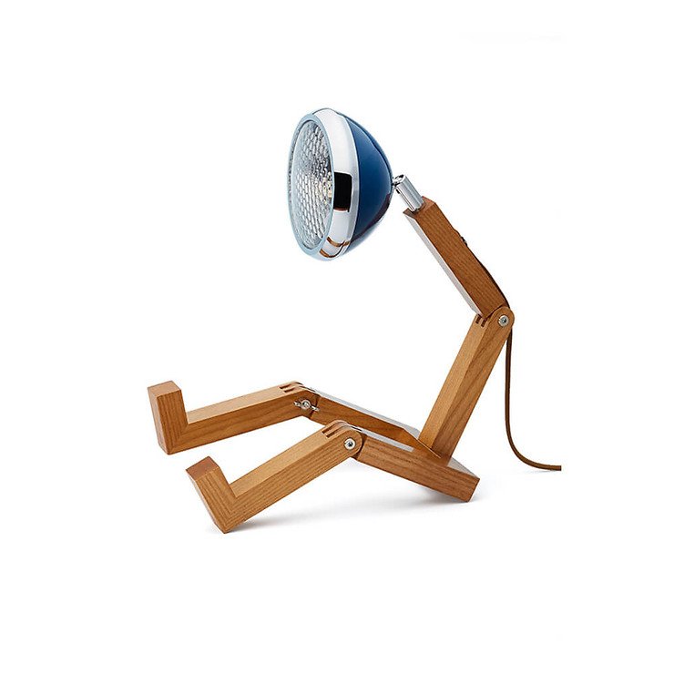 MR WATTSON Original LED Tischlampe Esche natur Metall Cobra Blue - Thumbnail 1