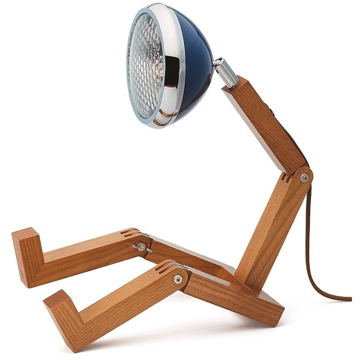 MR WATTSON Oryginalna lampa stołowa LED jesion naturalny metal Cobra Blue - Thumbnail 2