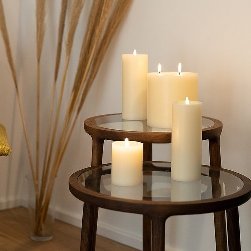UYUNI Lighting LED candle PILLAR deep wick 7,8 x 10 cm ivory
