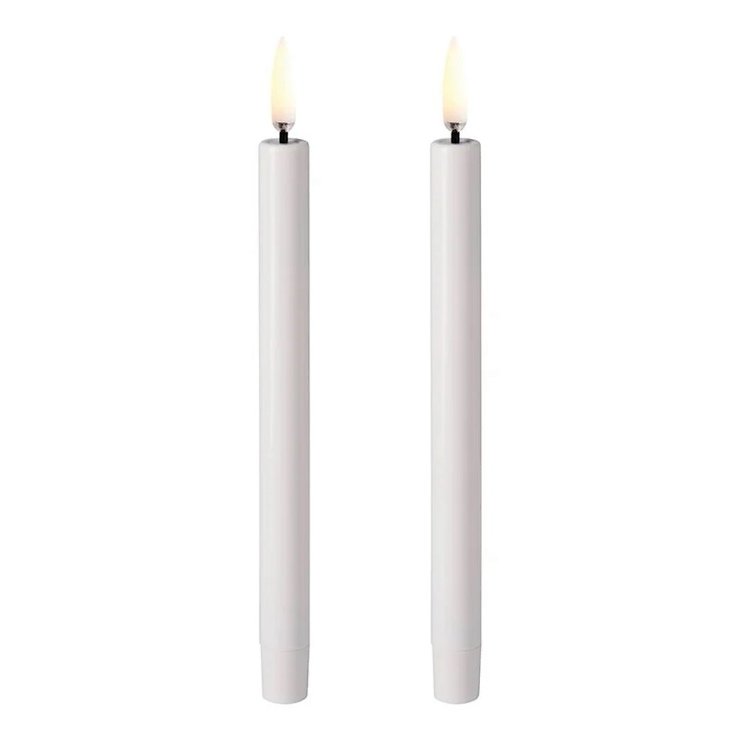 UYUNI Lighting LED Mini Stick Velas Set de 2 velas de 1,3 x 13 cm blancas - Thumbnail 4