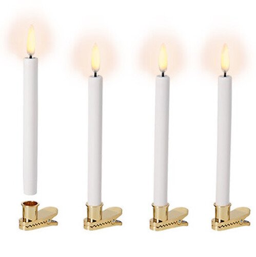 UYUNI Lighting LED Mini Stick Candles Clip Set of 4 1,3 x 13 cm white
