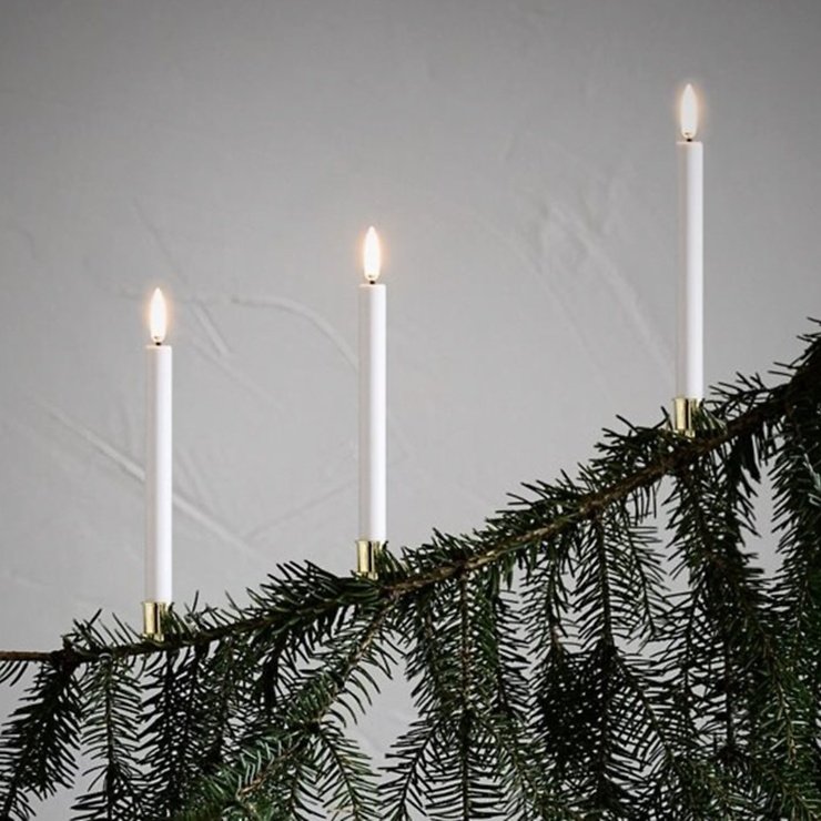 UYUNI Lighting LED Mini Stick Candles Clip Set of 4 1,3 x 13 cm white - Thumbnail 1