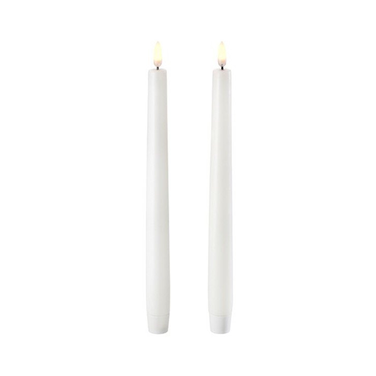 UYUNI Lighting LED Stick Velas Cónicas Juego de 2 velas de 2,3 x 25 cm blancas - Pic 1