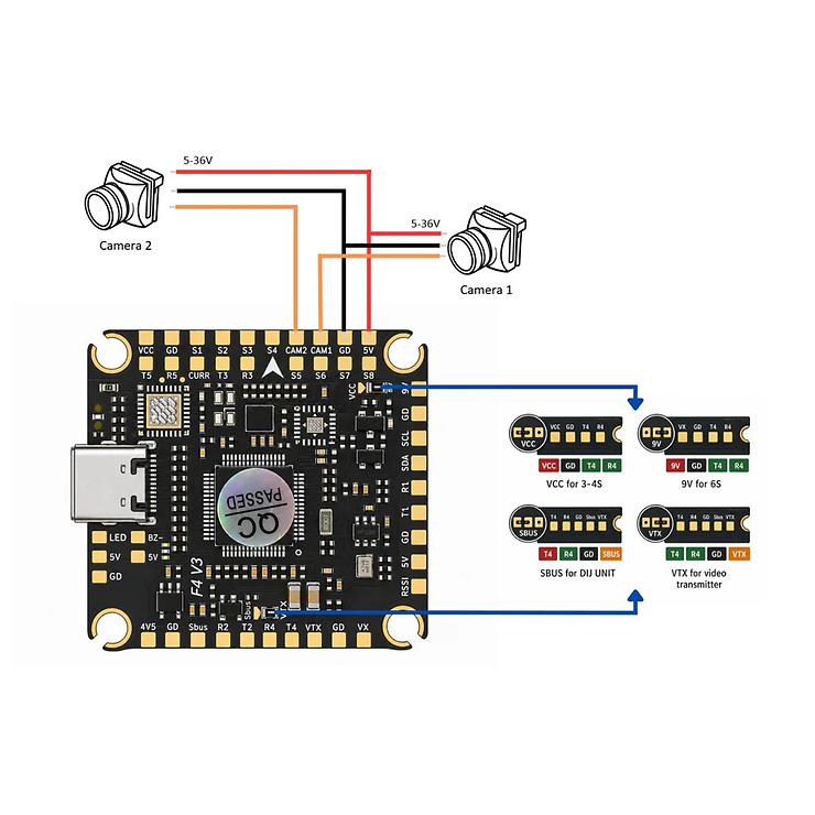 Pilotix F405 V3 Flight Controller Stack ICM42688 & AM32 80A 4in1 ESC 3–8S MADE IN EU - Thumbnail 9