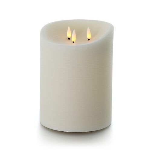 Vela de exterior Elephant Candles LED de cera auténtica 15x20 cm 3 mechas crema 