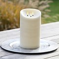 Elephant Candles LED Echtwachs Outdoor Kerze 15x25 cm 3er-Docht creme  - Thumbnail 3