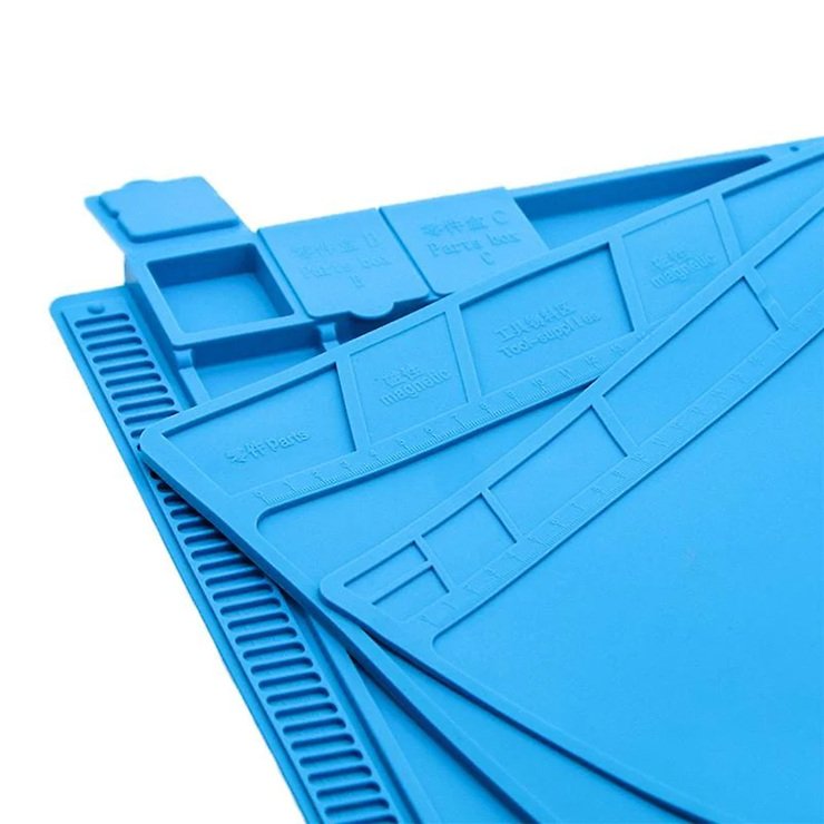 Sequre Lötunterlage Arbeitsmatte Silikon 450×300mm Blau - Thumbnail 4