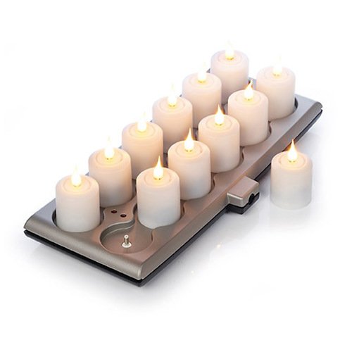 SmartFlame Akku Teelicht 12er Set mit Ladeboard fernbedienbar